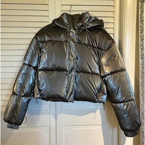 ZARA SILVER PUFFER JACKET💗